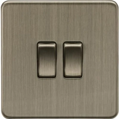 Image of Knightsbridge 10AX 2G 2 Way Switch Antique Brass