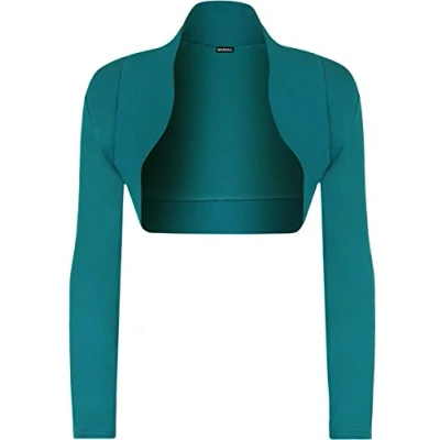Image of WearAll Ladies Long Sleeve Shrug Womens Bolero Cardigan Top Teal 20 22