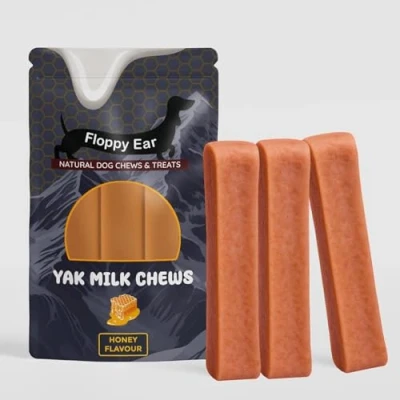 Image of Himalayan Yak Milk Dog Chews Honey Flavour with for Dogs Medium (pack of 3) Rich in Protein &amp; Calcium Puppy Friendly Dental Sticks 100% Natural