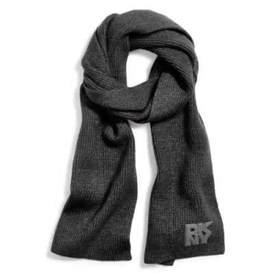 Image of DKNY Women&#039;s Cozy Patch Logo Super Soft Scarf Fashion, Charcoal, One Size