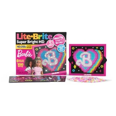 Image of Lite Brite Super Bright HD Barbie Edition Light Up Drawing Board, LED Toys for Creative Play, Glow Art Neon Effect Kids Ages 4+ Basic Fun 02328
