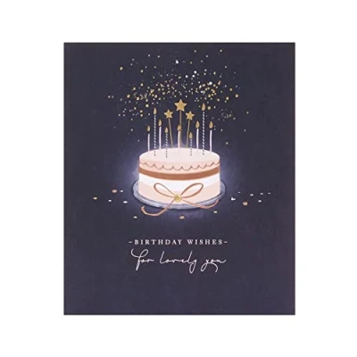 Image of UK Greetings Birthday Card For Her/Female/Friend With Envelope Starry Cake Design