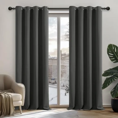 Image of Deconovo Thermal Insulated Blackout Curtains, Anti Cold, Curtains for Living Room and Bedroom, Modern Design with Eyelets, 107 x 242 cm (Width Height), Dark Grey, 2 Pieces