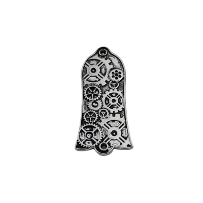 Image of Guyker 1 Pcs Guitar Head Cover 2 Holes, Zinc alloy Truss Rod for LP Style Accessories Parts, Gear Pattern JA2001, Ancient Silver