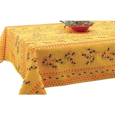 Image of Le linge de Jules Nappe anti taches Olivette jaune taille : Rectangle 150x200 cm