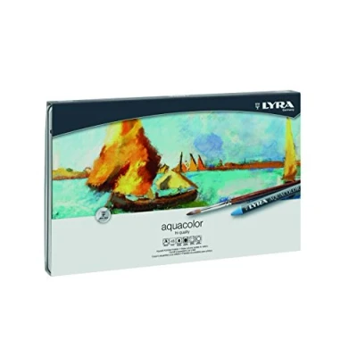 Image of LYRA Aquacolor Fine Art Water Soluble Wax Pastel Set, 48 Assorted Colours with 1 Brush, Ideal for Professionals &amp; Students