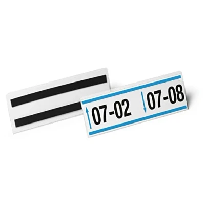 Image of Durable Hard Cover Ticket Holder Magnetic Label 1/2 A5 Landscape Pack of 10 Transparent Perfect for Labelling Shelves and Racking