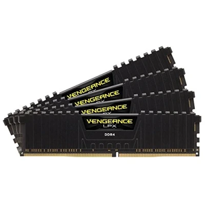 Image of Corsair CMK64GX4M4A2666C16 Vengeance LPX 64 GB (4 x 16 GB) DDR4 2666 MHz C16 XMP 2.0 High Performance Desktop Memory Kit, Black