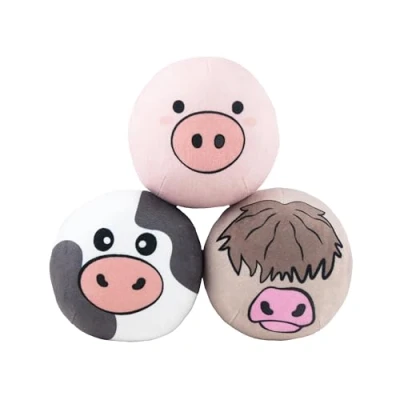 Image of Webbox Farmyard Friends Squishies Plush, Squeaky &amp; Super Soft Dog Toys (3 Pack)