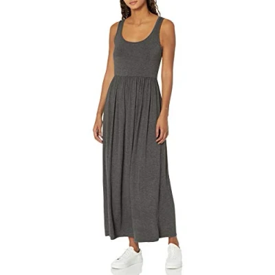 Image of Amazon Essentials Women&#039;s Waisted Maxi Dress (Available in Plus Size), Charcoal Heather, M
