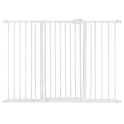 Image of Safetots Extra Tall Metal Safety Gate Pressure Fit, 133.2cm 140.8cm, White, 104cm in Height, Stair Gate, Baby Easy Installation