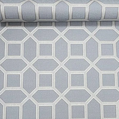 Image of SOPHIE LAURENCE Premium Thick Heavy Vinyl Taupe Beige Grey Glitter Textured Geometric Wallpaper for Living Room Bedroom (Light Blue Grey)