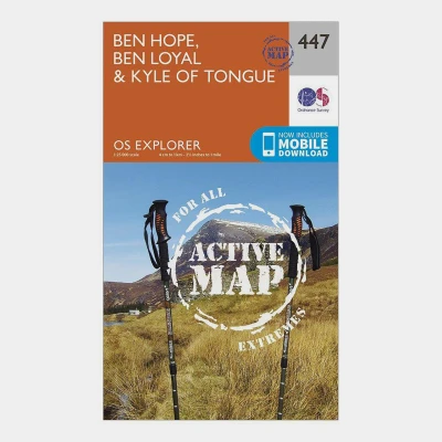 Image of Explorer Active 447 Ben Hope, Loyal &amp; Kyle of Tongue Map With Digital Version