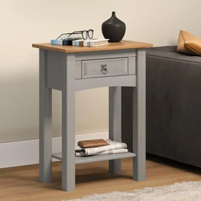 Image of Mercers Furniture Trade Corona Grey Wax 1 Drawer Console Table