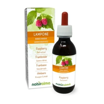 Image of Raspberry (Rubus idaeus) Alcohol Free Bud Extract from Fresh Buds Naturalma Liquid Drops 120 ml Food Supplement Vegan