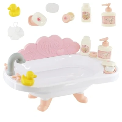 Image of BiBi Doll Bathtub for Dolls, Baby Bath Set, Soap with Holder, Dispenser, Sponge, Duck &amp; More Accessories Pretend Role Play Toy Children 3 Years +
