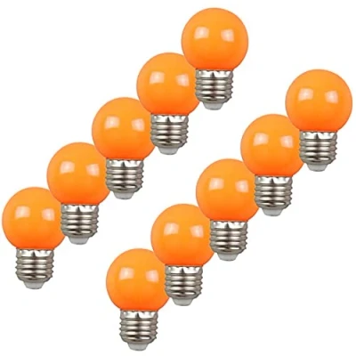 Image of Aiwerttes E27 Orange Golf Light LED Small Edison Screw Colour Bulb 2W, Energy Saving Equivalent to 20W Incandescent Bulb, Suitable for Terrace Party Bulb,10 Packs