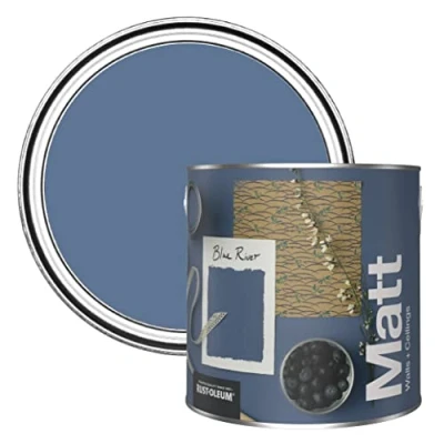 Image of Rust Oleum Colours Matt Emulsion Wall and Ceiling Paint Blue River 2.5L