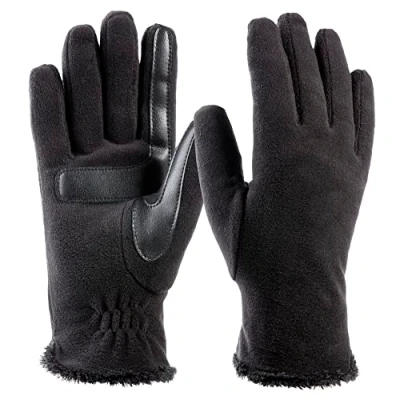 Image of isotoner Women&#039;s Stretch Fleece Gloves with Microluxe Lining and Smart Touch Technology Cold Weather, Black Smartdri, One Size