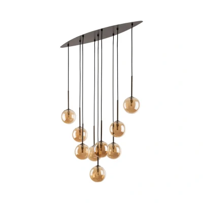 Image of Ester Cluster Pendant Ceiling Light Brown, Amber Glass 9xG9