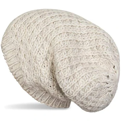 Image of styleBREAKER Unisex Knit Beanie with Rough Knit, Long Slouch Beanie, Winter hat 04024158, Colour:Beige