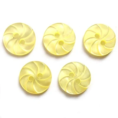 Image of Whirl Swirl 2 Hole Round Buttons 15mm Wide Pack of 5 (Yellow)