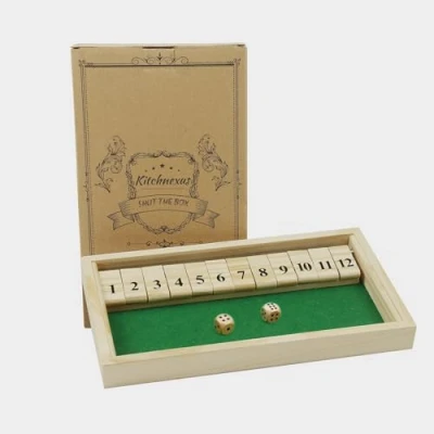 Image of Kitchnexus 2 Player Shut The Box with 12 Numbers, For At Least Players, Classic Dice Board Toy (green)