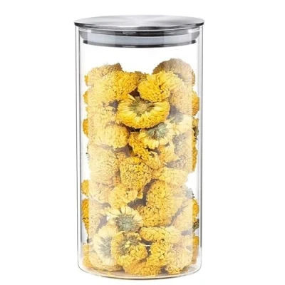 Image of Aminno High Borosilicate Glass Sealed 750ml Storage Jar With Stainless Steel Lid Modular Stackable Container Kitchen Cooking Food Grains Dried Fruit Cereal