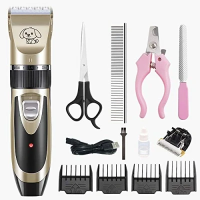 Image of Electric Pet Grooming Clippers, Rechargeable Cordless Fur Trimmer Kit set,Low Noise Low Vibration,Professional Dogs and Cats …
