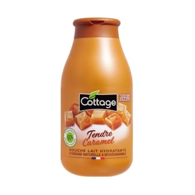 Image of Cottage Moisturising Shower Milk with Sweet Caramel Fragrance 97% Natural Ingredients, pH Neutral, Dermatologically Tested, Hydrating &amp; Gentle Body Wash, Suitable for Sensitive Skin, 250ml