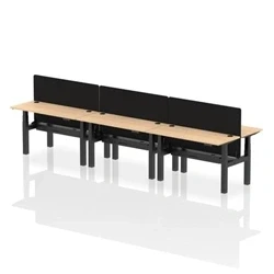 Image of Air B2B 1400x600mm Adjustable 6P Bench Desk CP Maple/Black + Screen