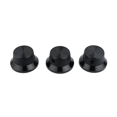Image of Guyker Electric Guitar Bass Control Potentiometer Knobs, Hat Top Metal Volume Knob Replacement Parts (3 Piece, Black)