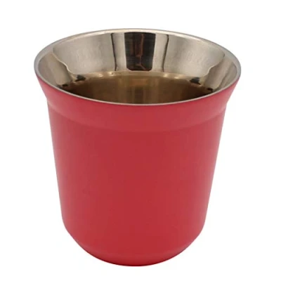 Image of Dianoo Coffee Cup Espresso Cups Stainless Steel Double Wall Thermally Insulated Capsule Fuchsia