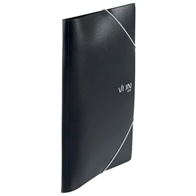 Image of Von Leitz 30070095 A4 Folder with Elastic Band, Polypropylene Plastic, for 150 Sheets, 3 Flaps, Modern Print, Lightweight School and Home, Pack of 5,