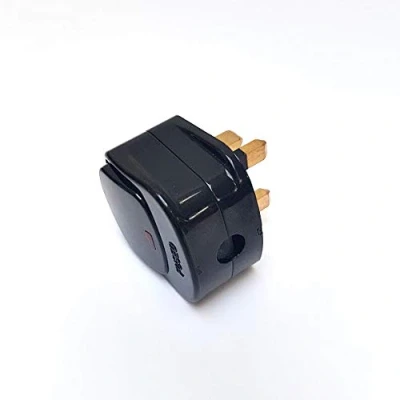 Image of Switched Mains Plug Top with Switch on/Off 13A Amp Fused neon Light White (2, Black)