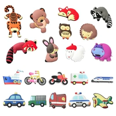 Image of 20 Pieces of Magnetic Refrigerator Magnets, Cartoon Animal Traffic Whiteboard Interesting Magnets