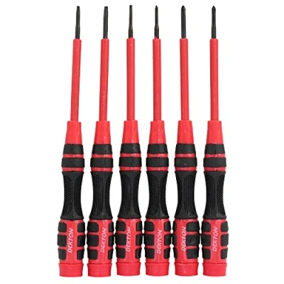 Image of Dekton 6 Piece Precision Screwdriver Set Ergonomic anti slip handle for ease of use and precise control Accurately machined ultimate fit Includes: Flat: 2mm, 2.5mm 3mm Durable Comfort