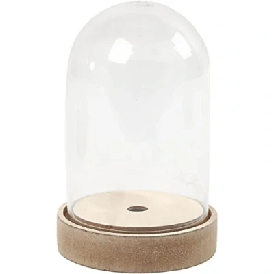 Image of 52161 Bell Jar on Wooden Stand 12.5 x 8cm