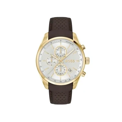 Image of BOSS Grand PRIX Chronograph watch brown/goldcoloured, Men&#039;s, Size: One Size, Brown/gold coloured