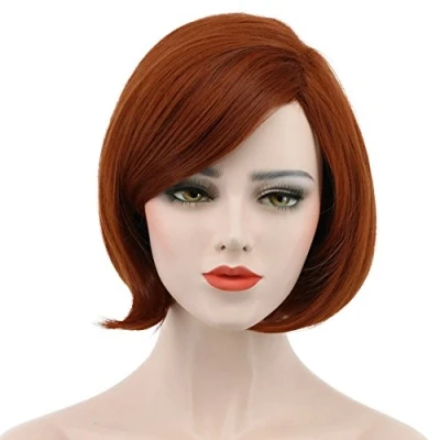 Image of Karlery Women&#039;s Short Bob Straight Dark Orange Wig Halloween Cosplay Anime Costume Party