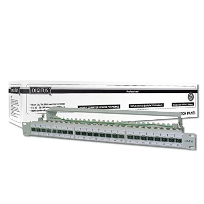 Image of Digitus Patch Panel 19 inch Cat 6A 24 port RJ45 Shielded LSA Rack Mount 1U Grey
