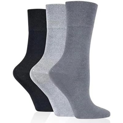Image of HiFEN® 3 Pairs Ladies Multipack Diabetic Socks Gentle Grip Seamless Toe Non Elastic HoneyComb UK 4 8