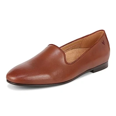 Image of Vionic Women&#039;s Willa II Loafer Flat, Brown Nappa Leather, 7 UK