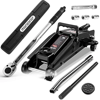 Image of DEUBA® 3t Hydraulic Trolley Jack &amp; Torque Wrench Set 3 Tonne Car SUV 135 400mm With Carry Case Inc. Rubber Pad 6 Piece 1/2&#039; 40 210Nm
