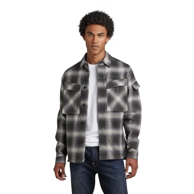Image of G STAR RAW Men&#039;s Unisex Mysterious Overshirt, Multicolour (raven blur check D21982 C904 C754), XL