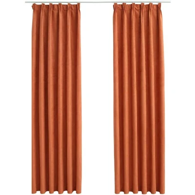 Image of vidaXL Blackout Curtains with Hooks 2 pcs Rust 140x245 cm