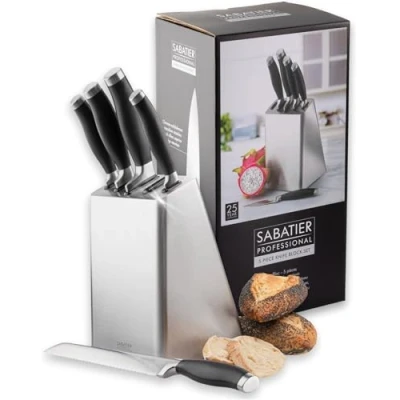 Image of Sabatier Professional 5 Piece Stainless Steel Knife Block Set