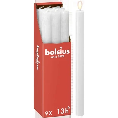 Image of Bolsius Dinner Candle Rustic Cloud White 27 cm 9 Pieces