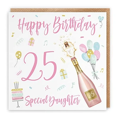 Image of Hunts England Large Daughter 25th Birthday Card Happy Special 25 Champagne Collection 210 x mm Fun Pretty Age