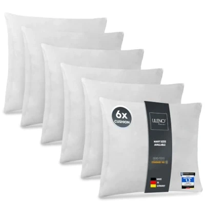 Image of LILENO HOME Set of 6 pillow Fillings 45x45 cm 40C Washable Inner Suitable for Allergies Polyester Couch, Sofa cusion, and as Head Bed